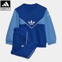 【公式】アディダス adidas 返品可 アディカラー クルーネック セットアップ オリジナルス キッズ／子供用 ウェア・服 セットアップ ジャージ 青 ブルー IC9114 上下