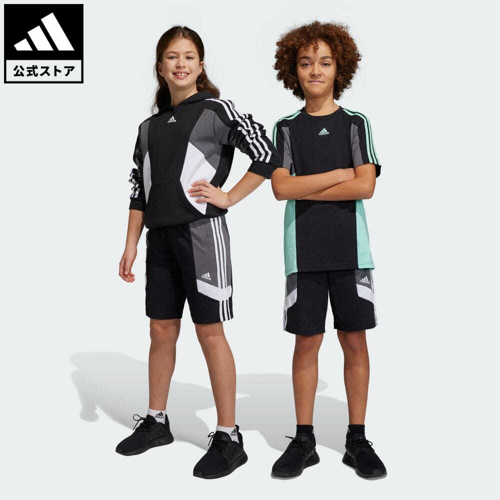 【20 OFFクーポン対象 5/17 10:00〜5/20 23:59】【公式】アディダス adidas 返品可 カラーブロック スリーストライプス レギュラーフィットショーツ スポーツウェア キッズ／子供用 ウェア 服 ボトムス ハーフパンツ 黒 ブラック HR6327 p0517