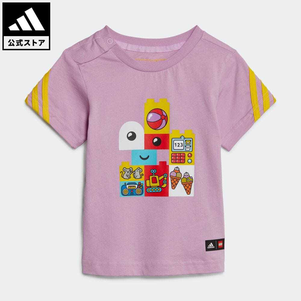 【公式】アディダス adidas 返品可 adidas × LEGO プレー Tシャツ スポーツウェア キッズ／子供用 ウェア・服 トップス Tシャツ 紫 パープル HB4428 半袖のサムネイル