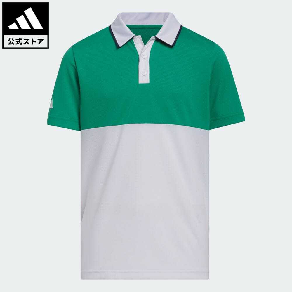 【公式】アディダス adidas 返品可 ゴルフ BOYS HEAT .RDY カラーブロック 半袖シャツ キッズ／子供用 ウェア・服 トップス ポロシャツ 緑 グリーン HR5298 Gnot