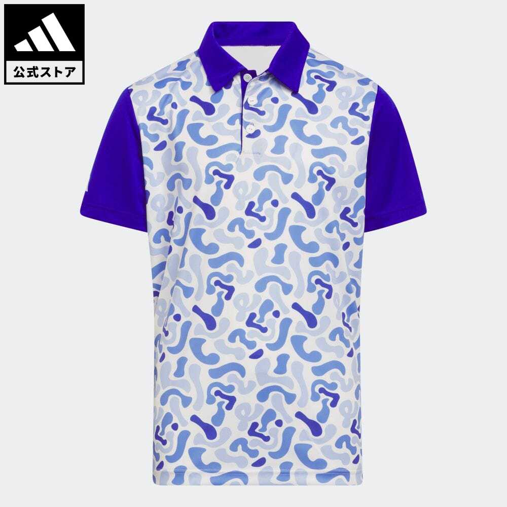 【公式】アディダス adidas 返品可 ゴルフ BOYS カモプリント 半袖シャツ キッズ／子供用 ウェア・服 トップス ポロシャツ 青 ブルー HS7412 Gnot