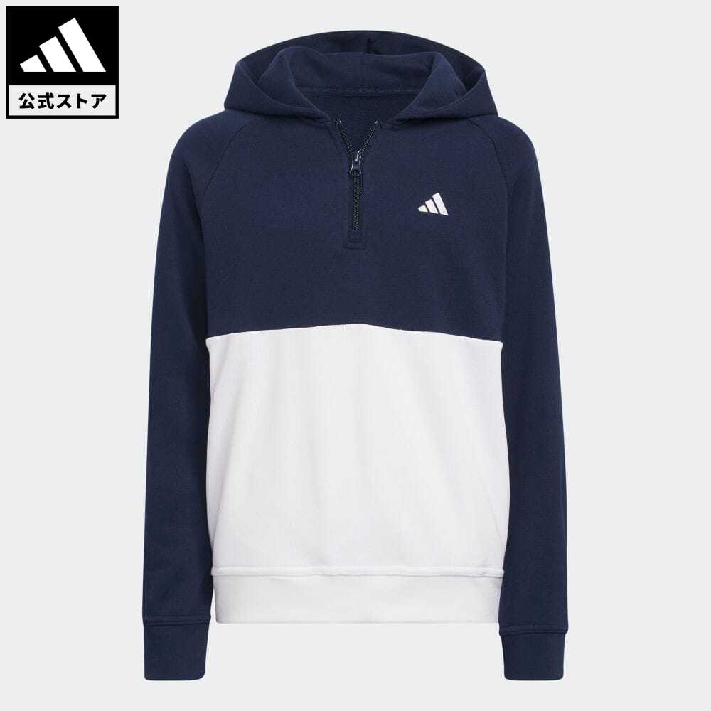 【公式】アディダス adidas 返品可 ゴルフ BOYS カラーブロック 長袖 ハーフジップフーディー キッズ／子供用 ウェア・服 トップス パーカー フーディー スウェット トレーナー 青 ブルー HS74…