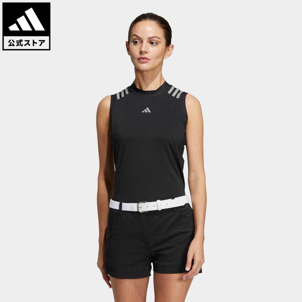 【公式】アディダス adidas 返品可 ゴルフ スリーストライプス ノースリーブモックネックシャツ レディース ウェア・服 トップス ポロシャツ 黒 ブラック HS9019 Gnot 1