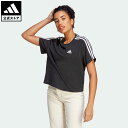 【公式】アディダス adidas 返品可 エッセンシャルズ スリーストライプス シングル ジャージー クロップトップ スポーツウェア レディース ウェア 服 トップス Tシャツ 黒 ブラック HR4913 半袖