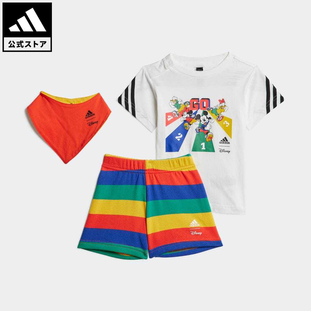 【公式】アディダス adidas 返品可 adidas Disney ミッキーマウス ギフト セットアップ スポーツウェア キッズ／子供用 ウェア・服 セットアップ 白 ホワイト HR9490 上下