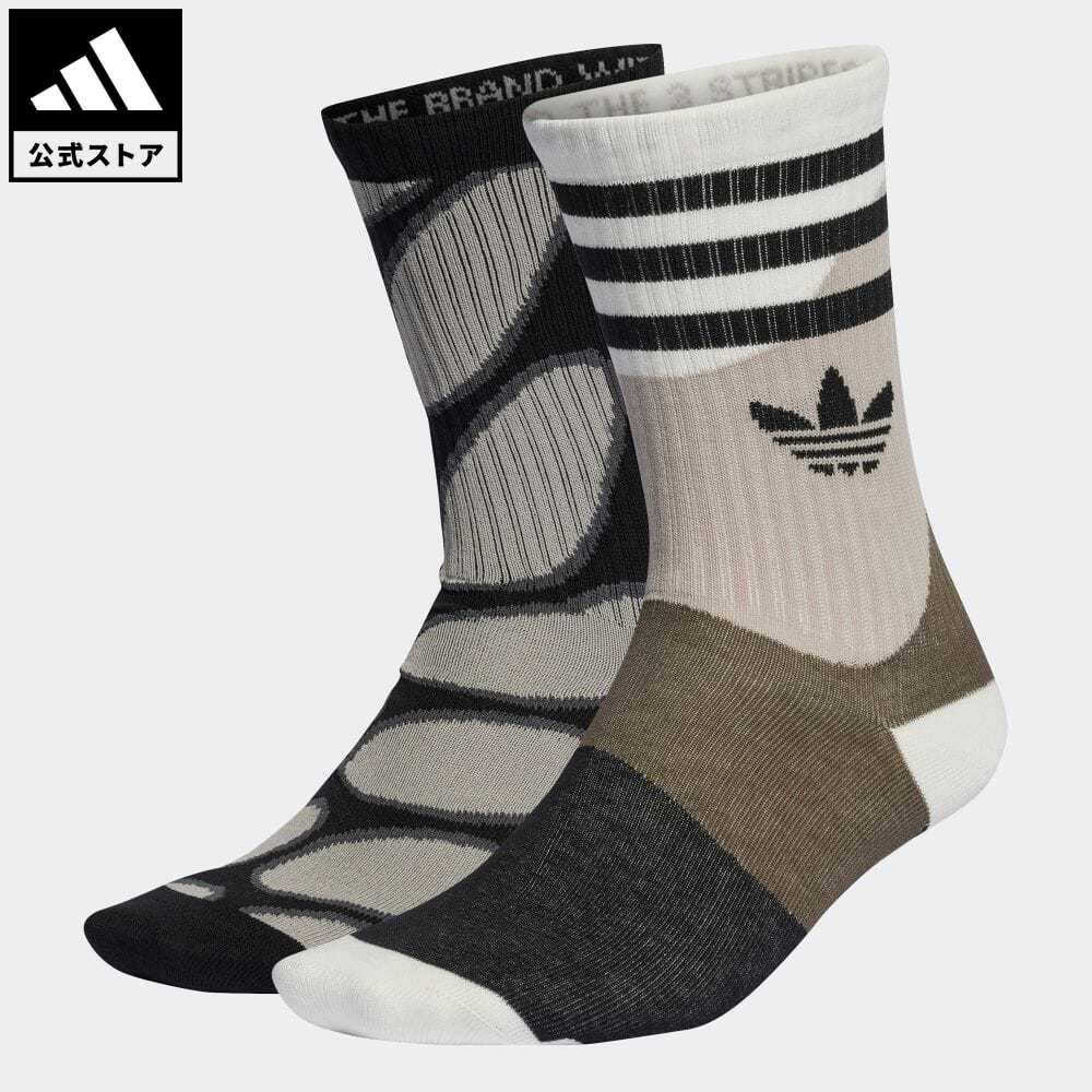 【公式】アディダス adidas 返品可 マリメッコ ミッドクルーソックス2足組 オリジナルス レディース アクセサリー ソックス・靴下 クルーソックス 黒 ブラック IC5328