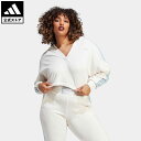 【公式】アディダス adidas 返品可 Vネック ショートパーカー オリジナルス レディース ウェア 服 トップス パーカー(フーディー) スウェット（トレーナー） 白 ホワイト IC8521 トレーナー