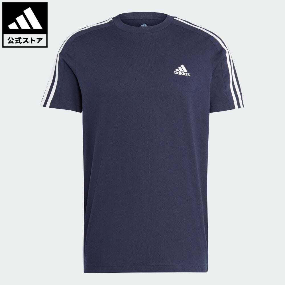 【公式】アディダス adidas 返品可 エッセンシャルズ シングルジャージー スリーストライプスTシャツ スポーツウェア メンズ ウェア 服 トップス Tシャツ 青 ブルー IC9335 半袖