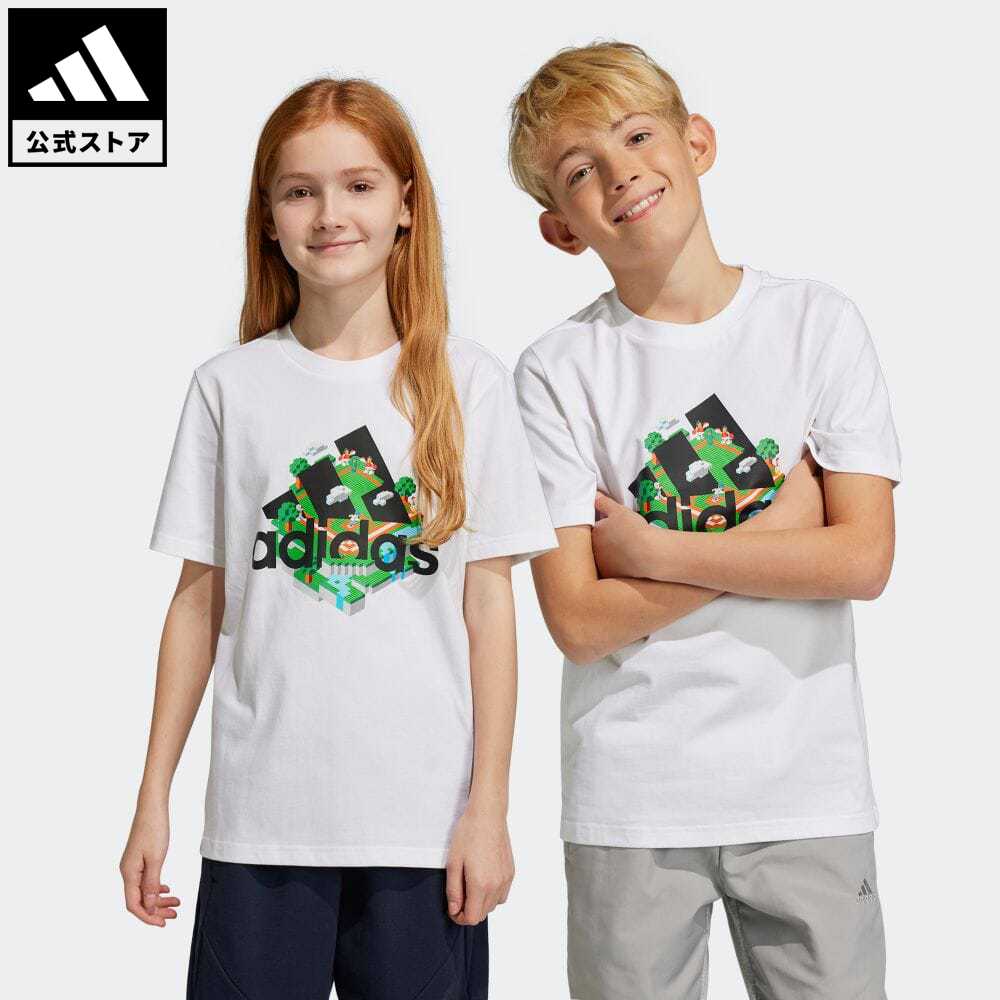 【50%OFFクーポン対象 11/16 10:00〜11/21 23:59】【公式】アディダス adidas 返品可 adidas × LEGO グラフィック 半袖Tシャツ スポーツウェア キッズ／子供用 ウェア・服 トップス Tシャツ 白 ホワイト IB9155 半袖のサムネイル