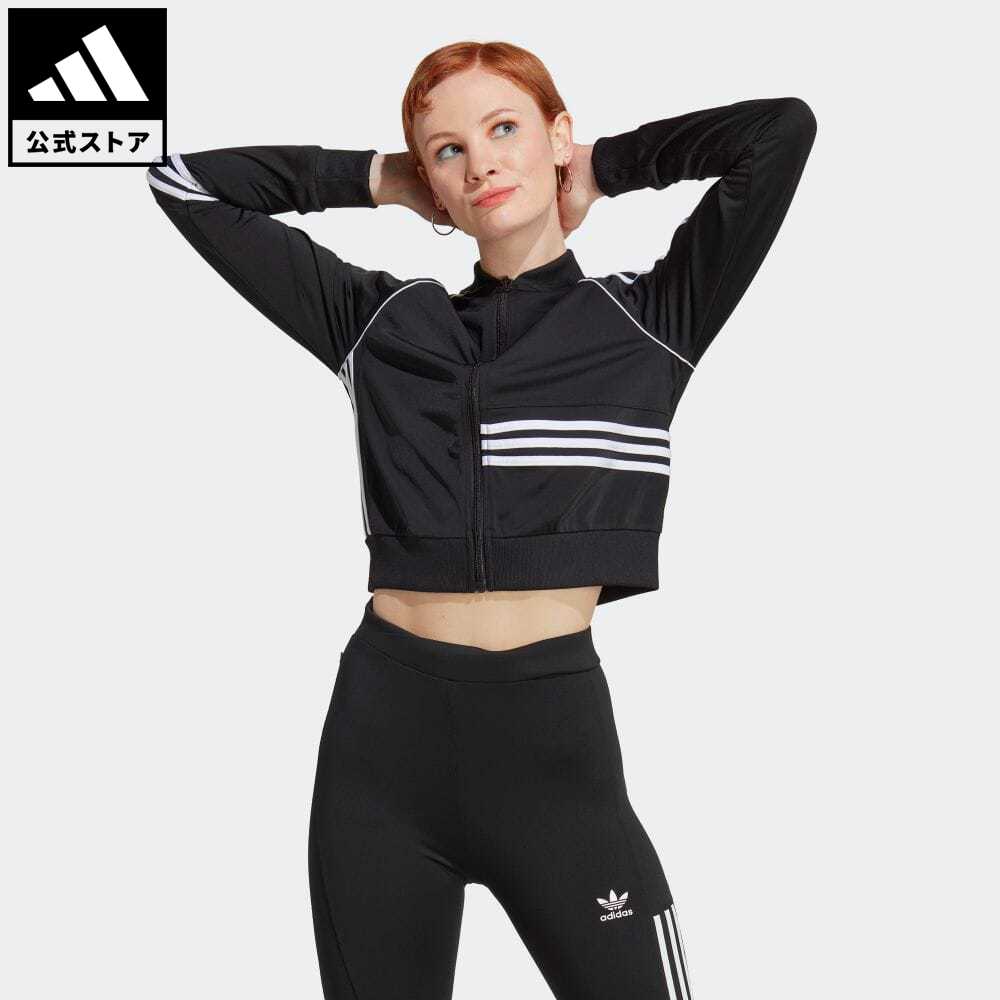 【公式】アディダス adidas 返品可 クロップ トラックジャケット オリジナルス レディース ウェア・服 トップス ジャージ 黒 ブラック IC2376