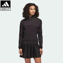 アディダス adidas 返品可 ゴルフ ファブリックミックス 長袖ハーフジップジャケット レディース ウェア・服 トップス スウェット（トレーナー） 黒 ブラック HS8974 Gnot