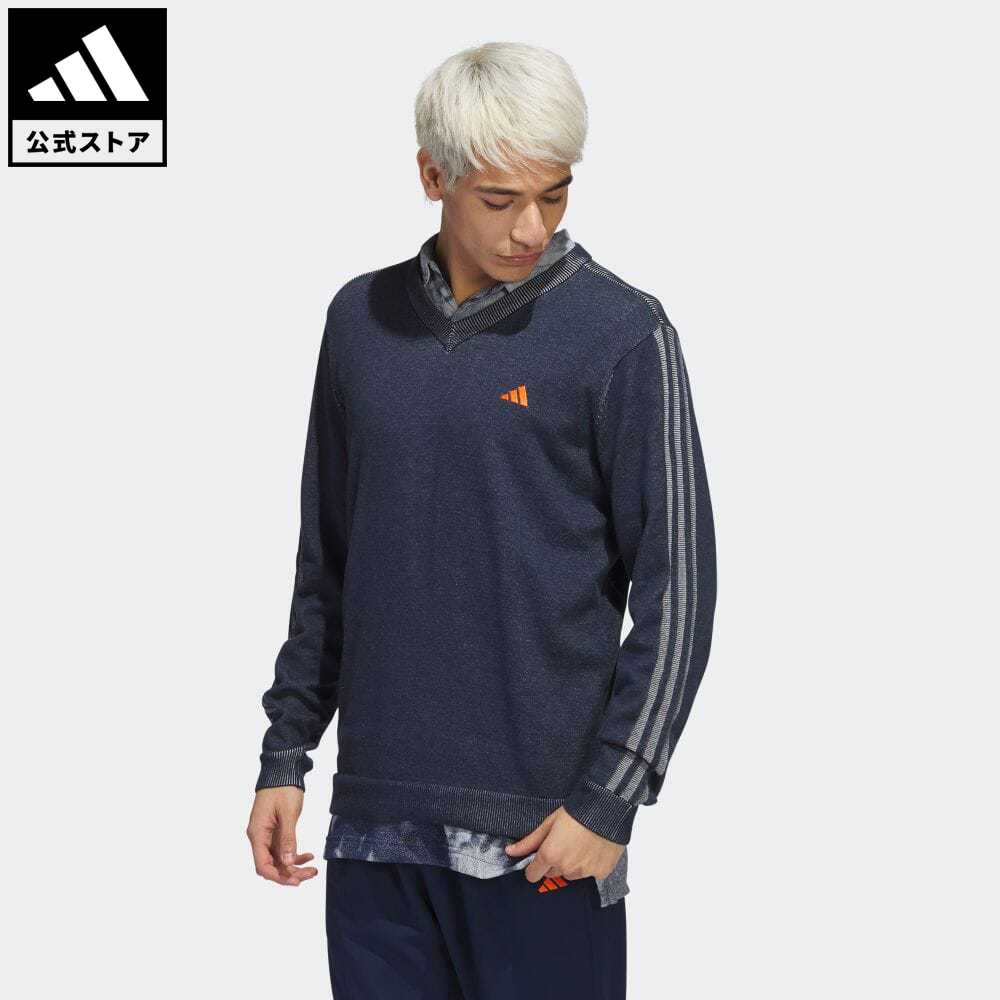 【70%OFF 8/4-8/10】【公式】アディダス adidas 返品可 ゴルフ スリーストライプス　長袖Vネックセーター メンズ ウェア・服 トップス セーター 青 ブルー HT0019 Gnot fd24 p0804のサムネイル