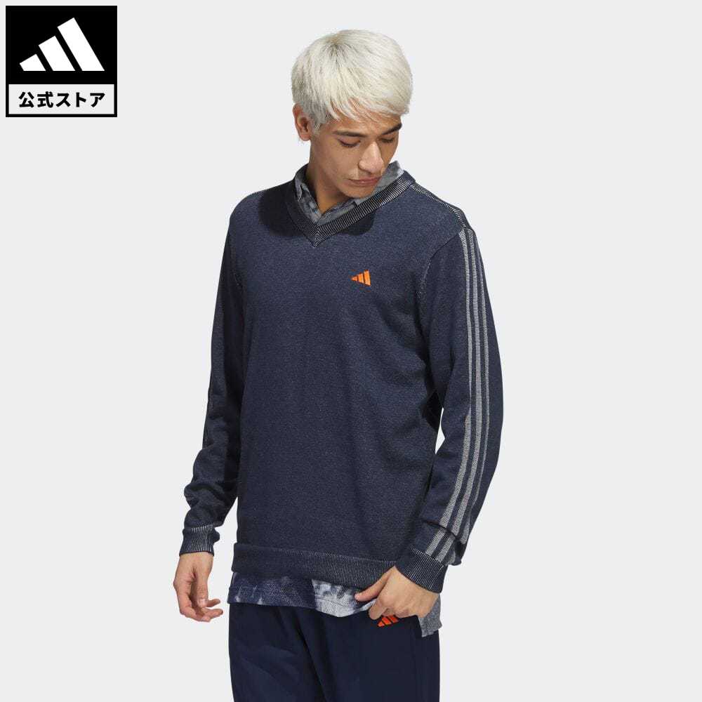 楽天adidas Online Shop 楽天市場店【公式】アディダス adidas 返品可 ゴルフ スリーストライプス　長袖Vネックセーター メンズ ウェア・服 トップス セーター 青 ブルー HT0019 Gnot fd24 父の日