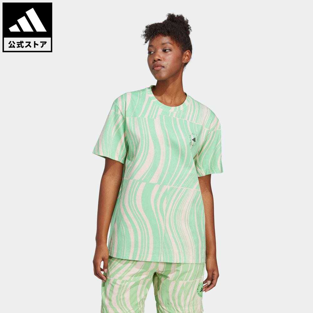 アディダス adidas 返品可 adidas by Stella McCartney TrueCasuals グラフィックTシャツ バイ ステラ マッカートニー レディース ウェア・服 トップス Tシャツ 緑 グリーン HR9164 半袖