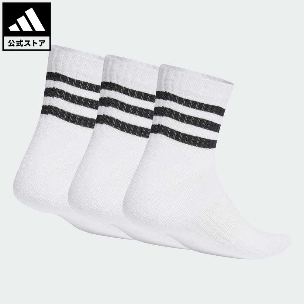 【公式】アディダス adidas 返品可 スリーストライプス クッション スポーツウェア ミッドカットソックス3足組 スポーツウェア メンズ レディース アクセサリー ソックス・靴下 アンクルソックス 白 ホワイト HT3456のサムネイル