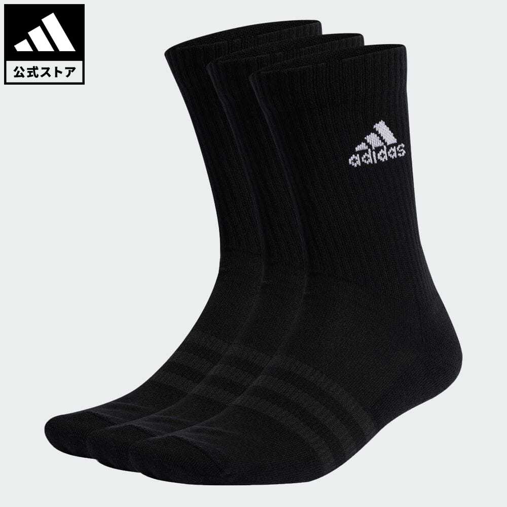 【公式】アディダス adidas 返品可 クッション クルーソックス 3足組 メンズ レディース アクセサリー ソックス・靴下 クルーソックス 黒 ブラック IC1310 p0517