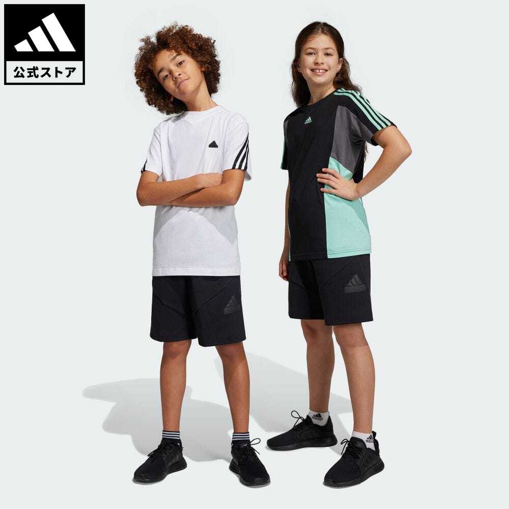 【公式】アディダス adidas 返品可 フューチャーアイコン ロゴ ショーツ スポーツウェア キッズ／子供用 ウェア 服 ボトムス ハーフパンツ 黒 ブラック HR6306 p0517