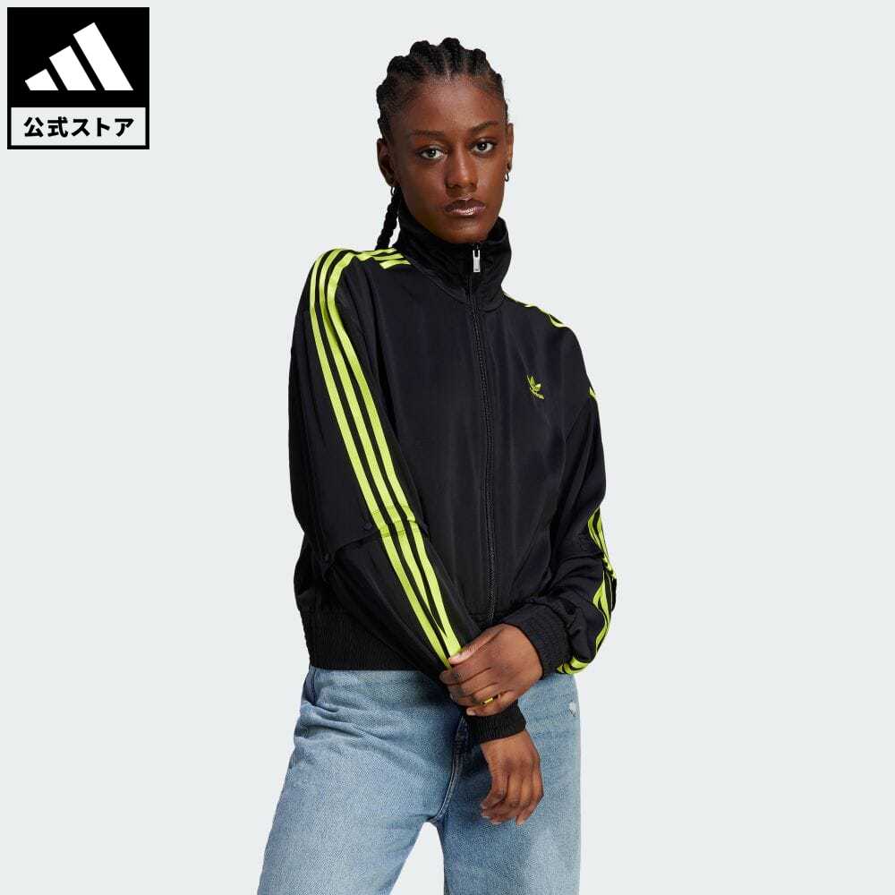 アディダス adidas 返品可 サテン ファイヤーバード トラックトップ（ジャージ） オリジナルス レディース ウェア・服 トップス ジャージ 黒 ブラック IJ5015 上着