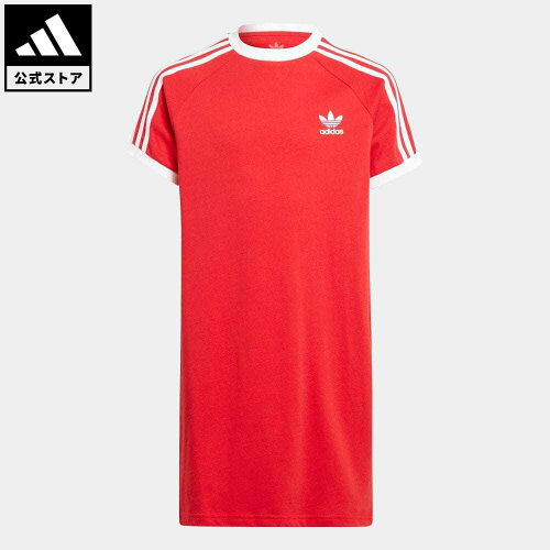 【公式】アディダス adidas 返品可 アディカラー Tシャツワンピース オリジナルス キッズ／子供用 ウェア・服 オールインワン ワンピース 赤 レッド IJ9825