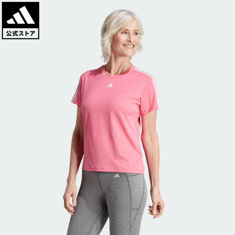 【公式】アディダス adidas 返品可 ジム・トレーニング AEROREADY トレイン エッセンシャルズ スリーストライプス 半袖Tシャツ レディース ウェア・服 トップス Tシャツ ピンク HZ5688 半袖 traca strengのサムネイル