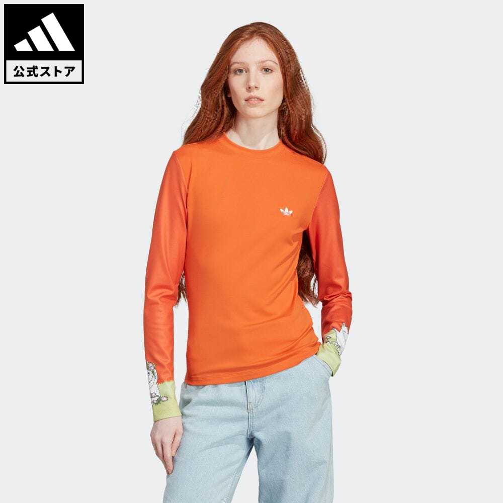 【20%OFFクーポン対象 11/16 10:00〜11/21 23:59】【公式】アディダス adidas 返品可 アディダス オリジナルス × ムーミン タイト長袖トップス オリジナルス レディース ウェア・服 トップス Tシャツ オレンジ IB9943 ロンtのサムネイル