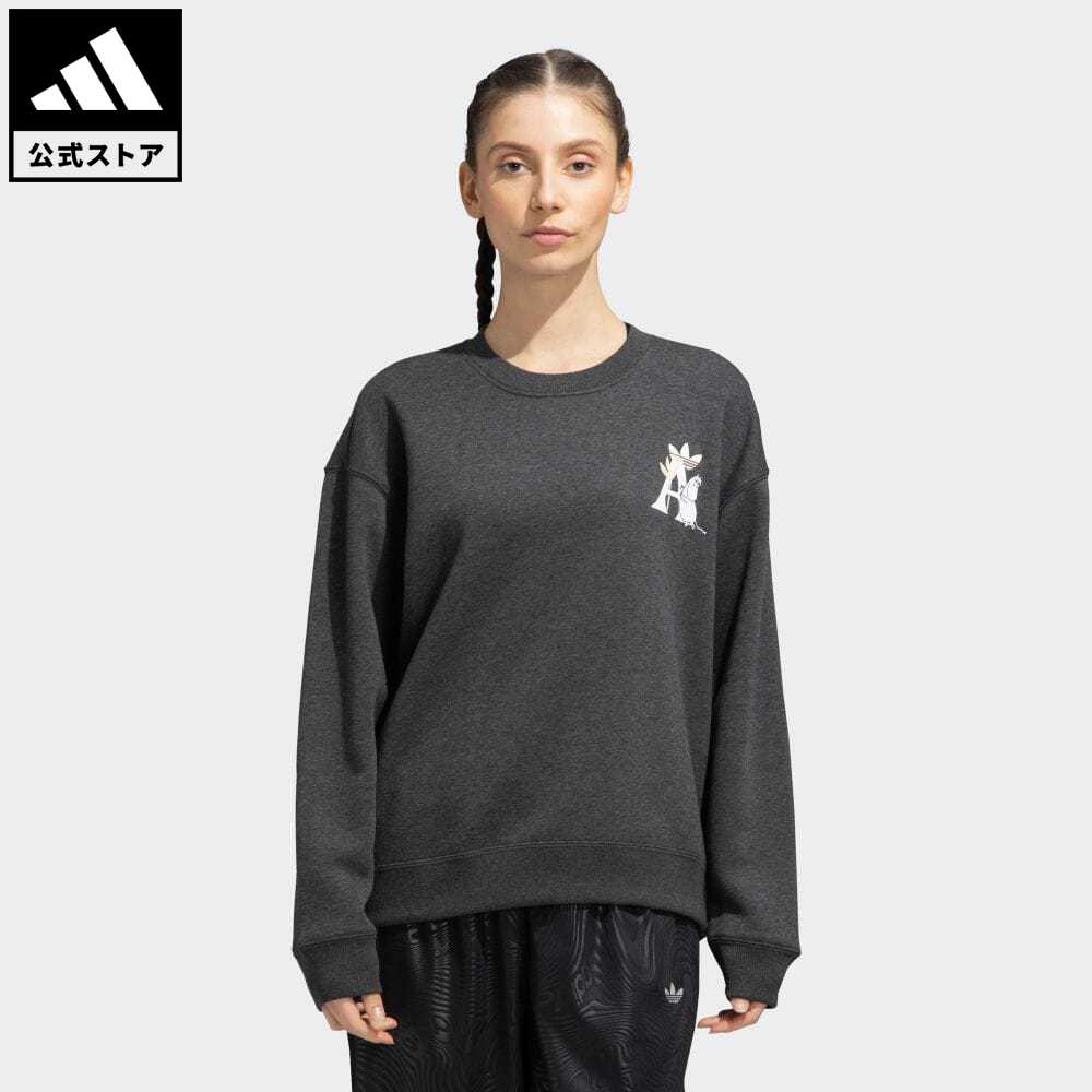 【20%OFFクーポン対象 11/16 10:00〜11/21 23:59】【公式】アディダス adidas 返品可 アディダス オリジナルス × ムーミン スウェット オリジナルス レディース ウェア・服 トップス スウェット（トレーナー） グレー IB9950のサムネイル