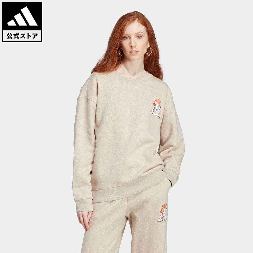 【30%OFFクーポン対象 11/16 10:00〜11/21 23:59】【公式】アディダス adidas 返品可 アディダス オリジナルス × ムーミン スウェット オリジナルス レディース ウェア・服 トップス スウェット（トレーナー） ベージュ IB9951のサムネイル