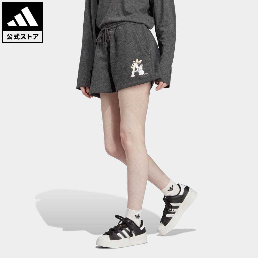 【20%OFFクーポン対象 11/16 10:00〜11/21 23:59】【公式】アディダス adidas 返品可 アディダス オリジナルス × ムーミン スウェットショーツ オリジナルス レディース ウェア・服 ボトムス スウェット（トレーナー） ハーフパンツ グレー IB9963のサムネイル