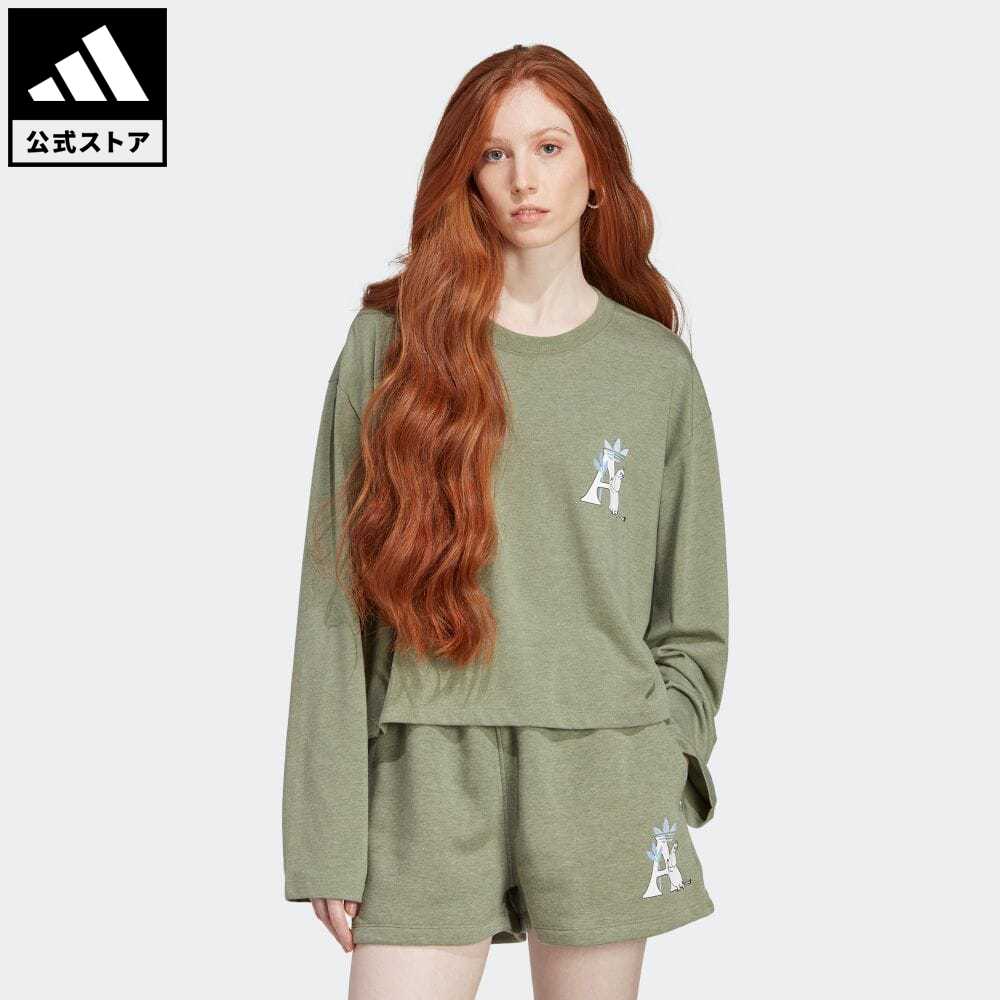 【公式】アディダス adidas 返品可 アディダス オリジナルス × ムーミン 長袖Tシャツ オリジナルス レディース ウェア・服 トップス Tシャツ 緑 グリーン IB9977 ロンtのサムネイル