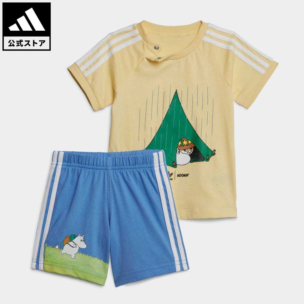 【公式】アディダス adidas 返品可 アディダス オリジナルス ムーミン ショーツ&Tシャツ セットアップ オリジナルス キッズ／子供用 ウェア・服 セットアップ イエロー IC5615 上下