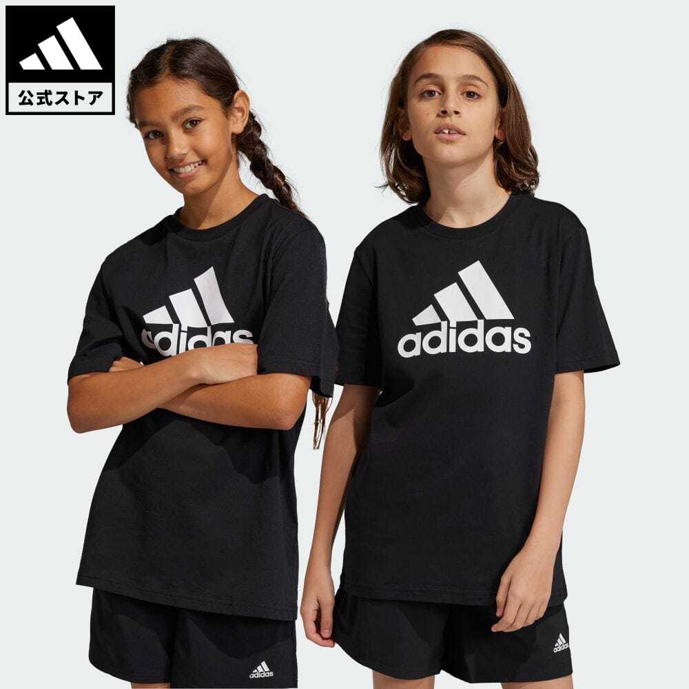 【公式】アディダス adidas 返品可 エッセンシャルズ ビッグロゴ コットン半袖Tシャツ スポーツウェア キッズ／子供用 ウェア 服 トップス Tシャツ 黒 ブラック IC6855 半袖