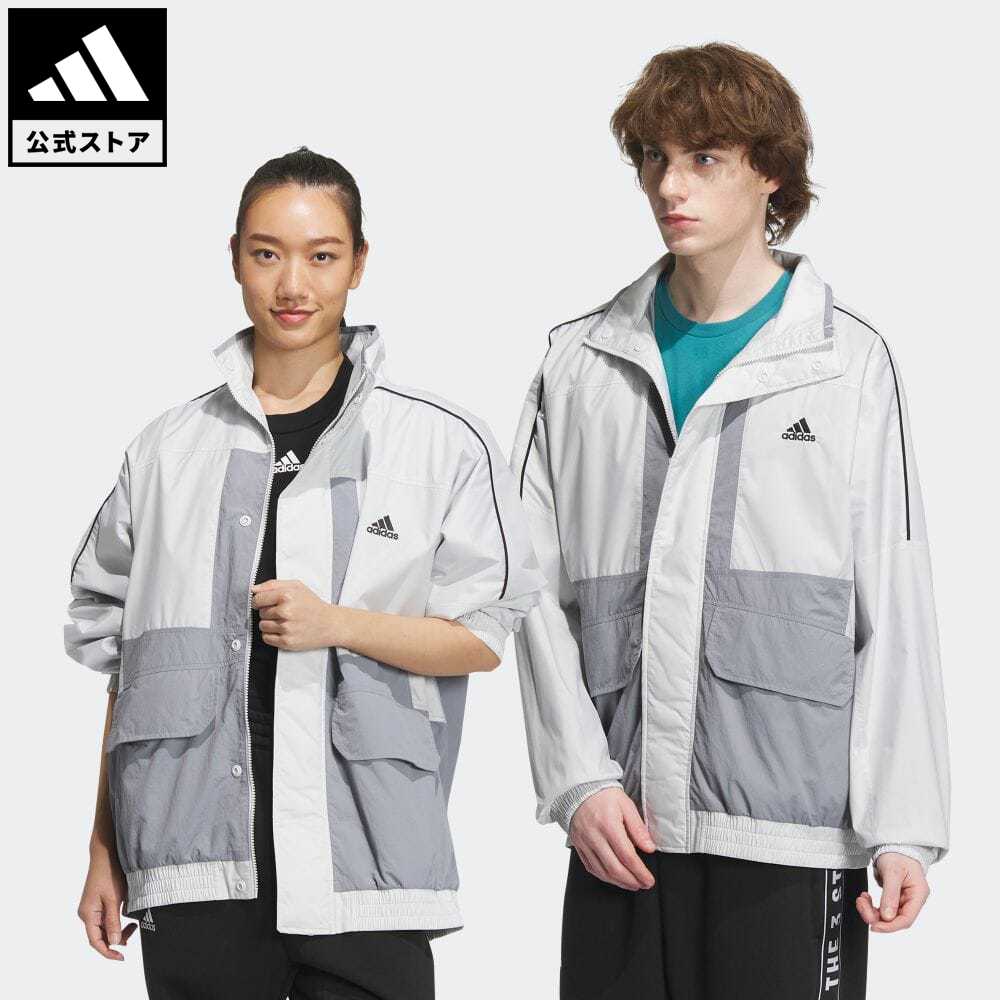 【公式】アディダス adidas 返品可 ワーディング オーバーサイズフィット ウーブン フルジップジャケット（ジェンダーニュートラル） スポーツウェア メンズ ウェア・服 トップス ジャージ グレー IK7355のサムネイル