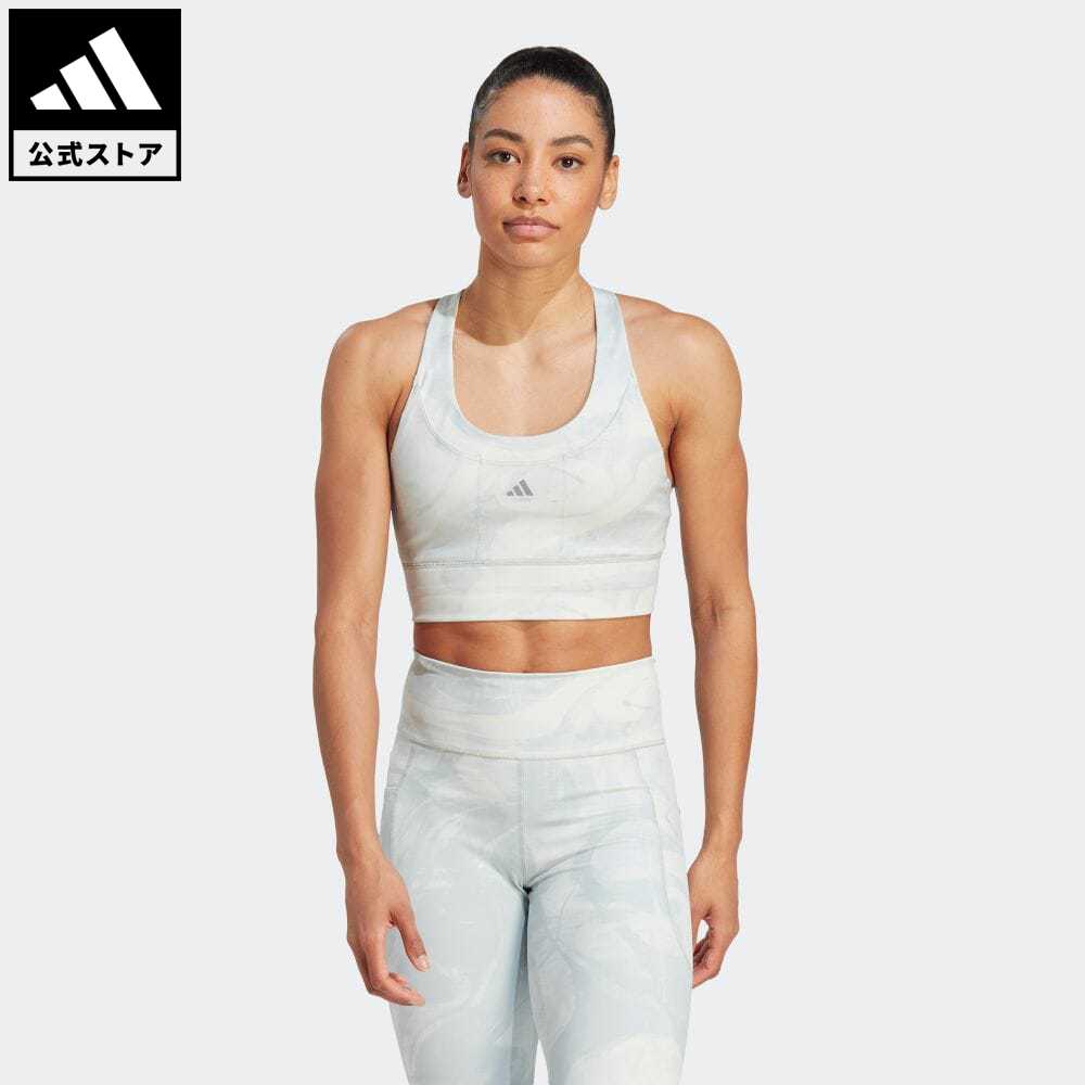 【公式】アディダス adidas 返品可 ジム・トレーニング ラン ポケット ミディアムサポート 総柄プリント ブラ レディース ウェア・服 トップス スポーツブラ・スポブラ グレー HZ1532 p0304のサムネイル