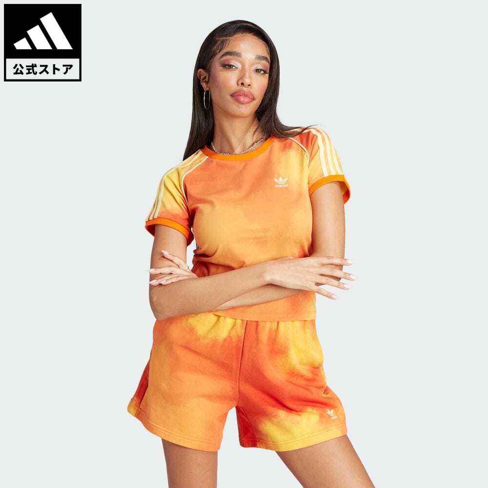 【公式】アディダス adidas 返品可 カラーフェード スリーストライプス Tシャツ オリジナルス レディース ウェア 服 トップス Tシャツ イエロー II5659 半袖