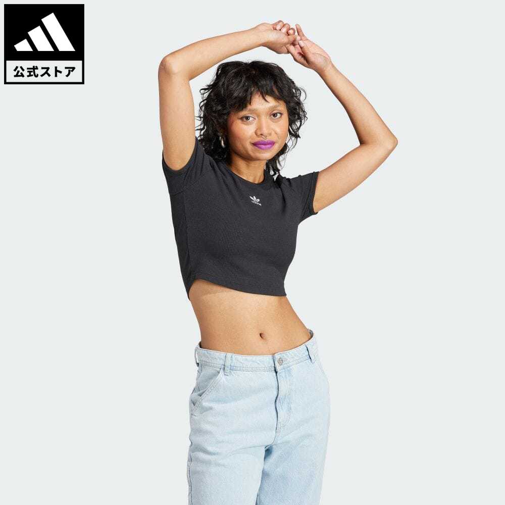 【公式】アディダス adidas 返品可 エッセンシャルズ リブ Tシャツ オリジナルス レディース ウェア・服 トップス Tシャツ 黒 ブラック II8057 半袖 母の日のサムネイル