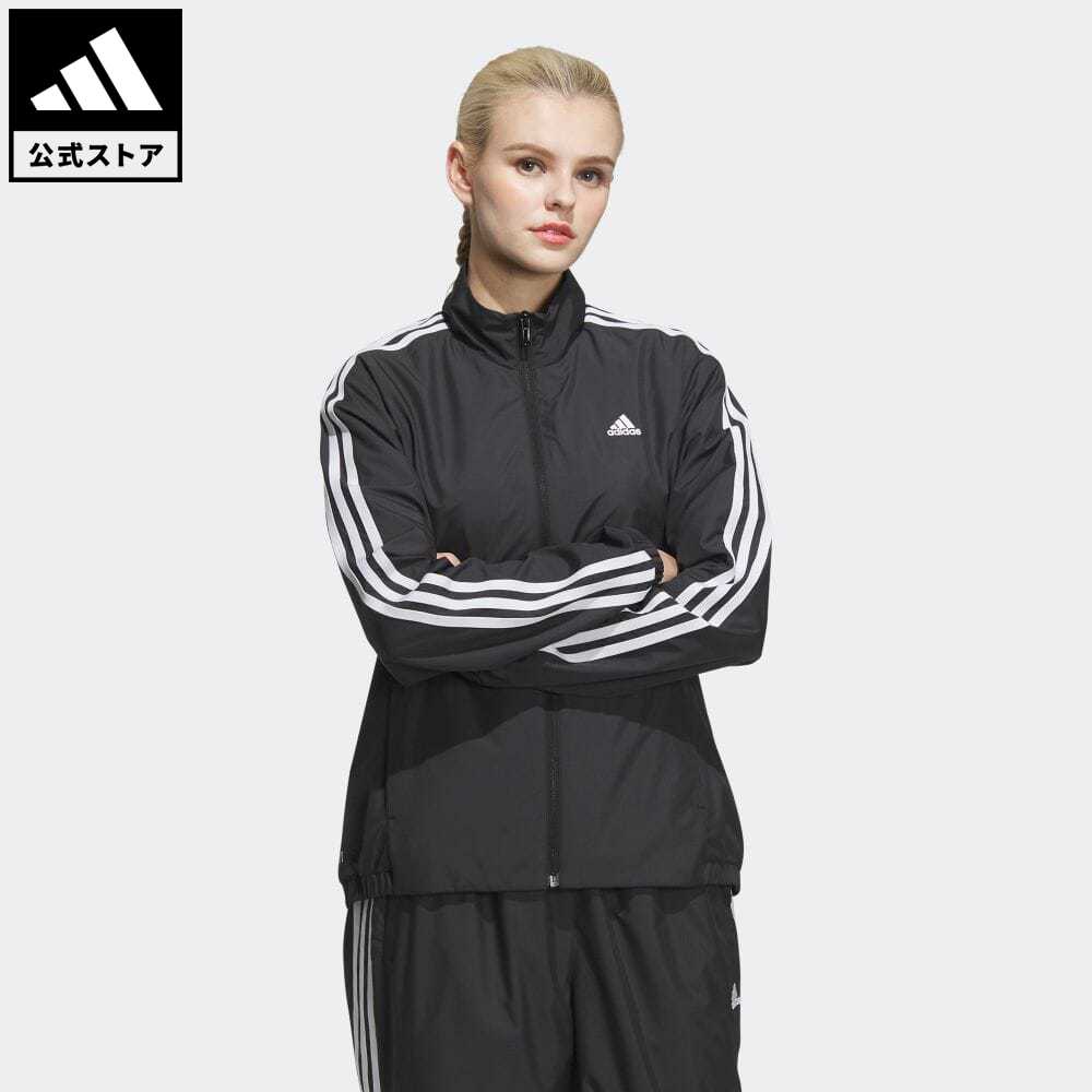 【公式】アディダス adidas 返品可 スリーストライプス レギュラーフィット ウインドブレーカージャケット スポーツウェア レディース ウェア・服 アウター ジャケット ジャージ 黒 ブラック IK9860 上着 p0517