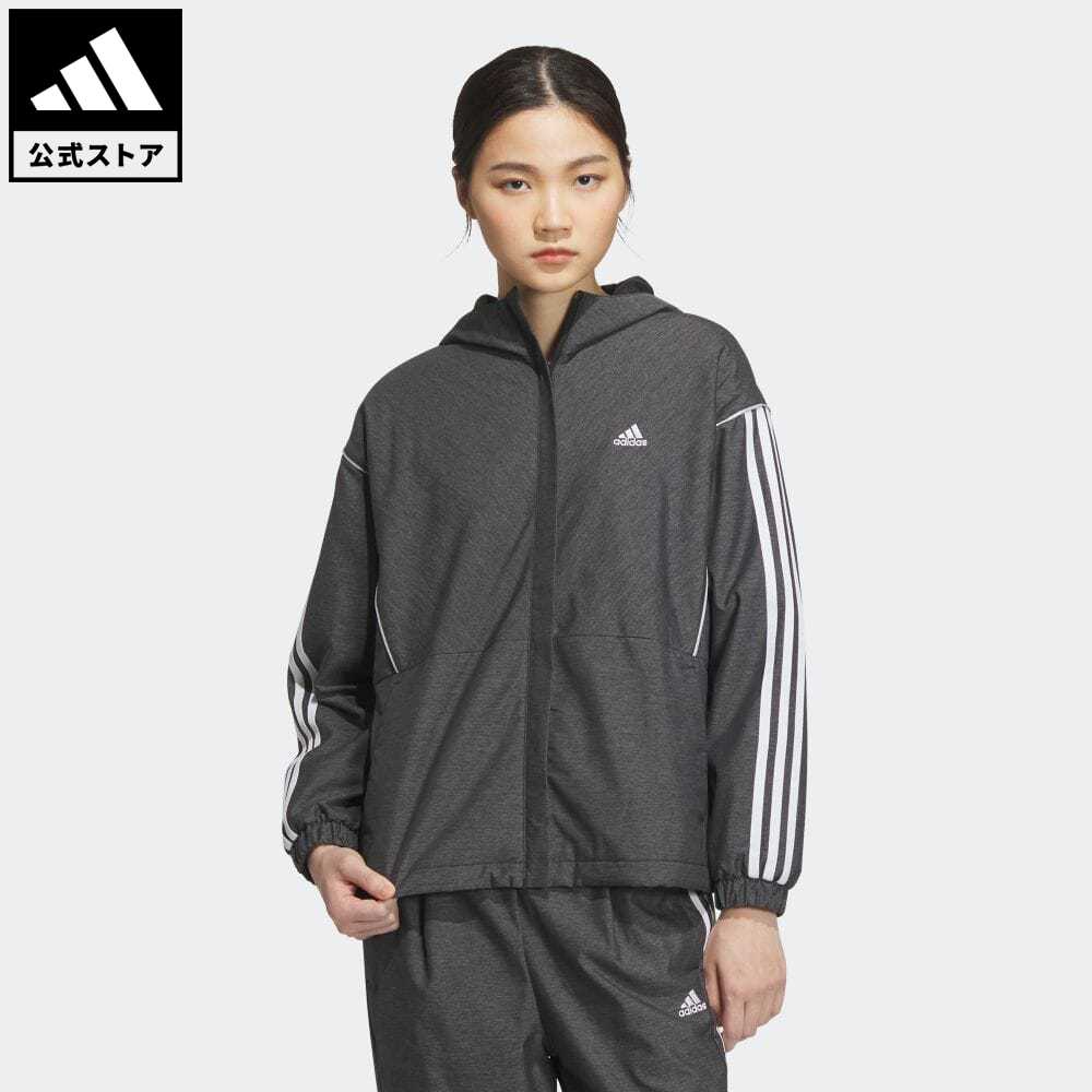 アディダス ウィンドブレーカー レディース 【公式】アディダス adidas 返品可 デニム ウーブン ルーズフィット ウインドブレーカージャケット スポーツウェア レディース ウェア・服 アウター ジャケット ジャージ 黒 ブラック IK9881 上着