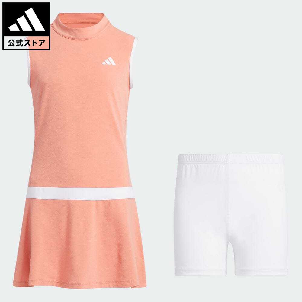 【公式】アディダス adidas 返品可 ゴルフ GIRLS モックネック ストレッチ ノースリーブワンピース キッズ／子供用 ウェア・服 オールインワン ワンピース 赤 レッド HY0176