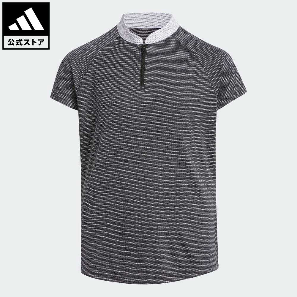 【公式】アディダス adidas 返品可 ゴルフ GIRLS ハーフジップ 半袖シャツ キッズ／子供用 ウェア・服 トップス ポロシャツ 黒 ブラック HY0181