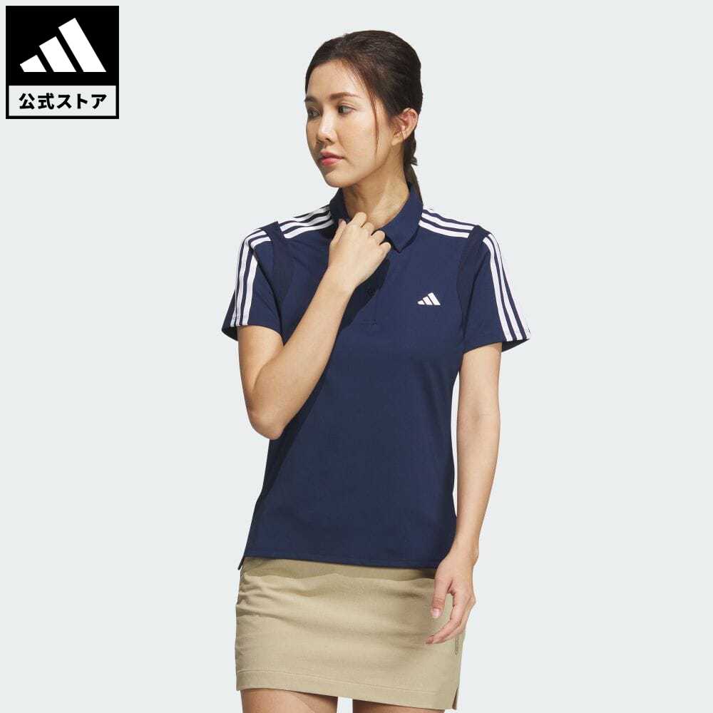 【公式】アディダス adidas 返品可 ゴルフ HEAT. RDYスリーストライプス 半袖ストレッチシャツ レディース ウェア・服 トップス ポロシャツ 青 ブルー HY0913