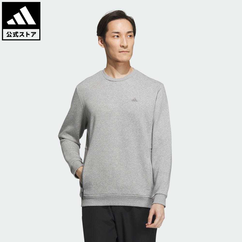 【公式】アディダス adidas 返品可 ゴルフ クルーネック サイドジップ 長袖スウェット メンズ ウェア 服 トップス スウェット（トレーナー） グレー IA2608