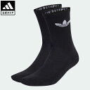 【公式】アディダス adidas 返品可 トレフォイル クッション クルーソックス 3足組 オリジナルス メンズ レディース アクセサリー ソックス・靴下 クルーソックス 黒 ブラック IJ5613