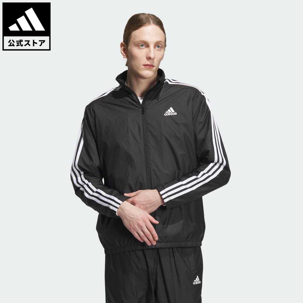 【公式】アディダス adidas 返品可 スリーストライプス レギュラーフィット WIND. RDY ウインドブレーカージャケット スポーツウェア メンズ ウェア・服 アウター ジャケット ジャージ 黒 ブラック IK7335 上着