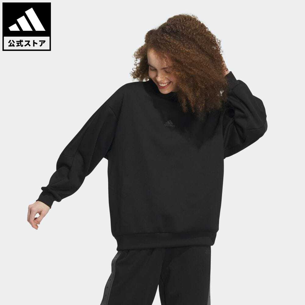 【20 OFFクーポン対象 5/17 10:00〜5/20 23:59】【公式】アディダス adidas 返品可 ワーディング ルーズフィット フリース スウェットシャツ スポーツウェア レディース ウェア 服 トップス スウェット（トレーナー） 黒 ブラック IK9888 p0517