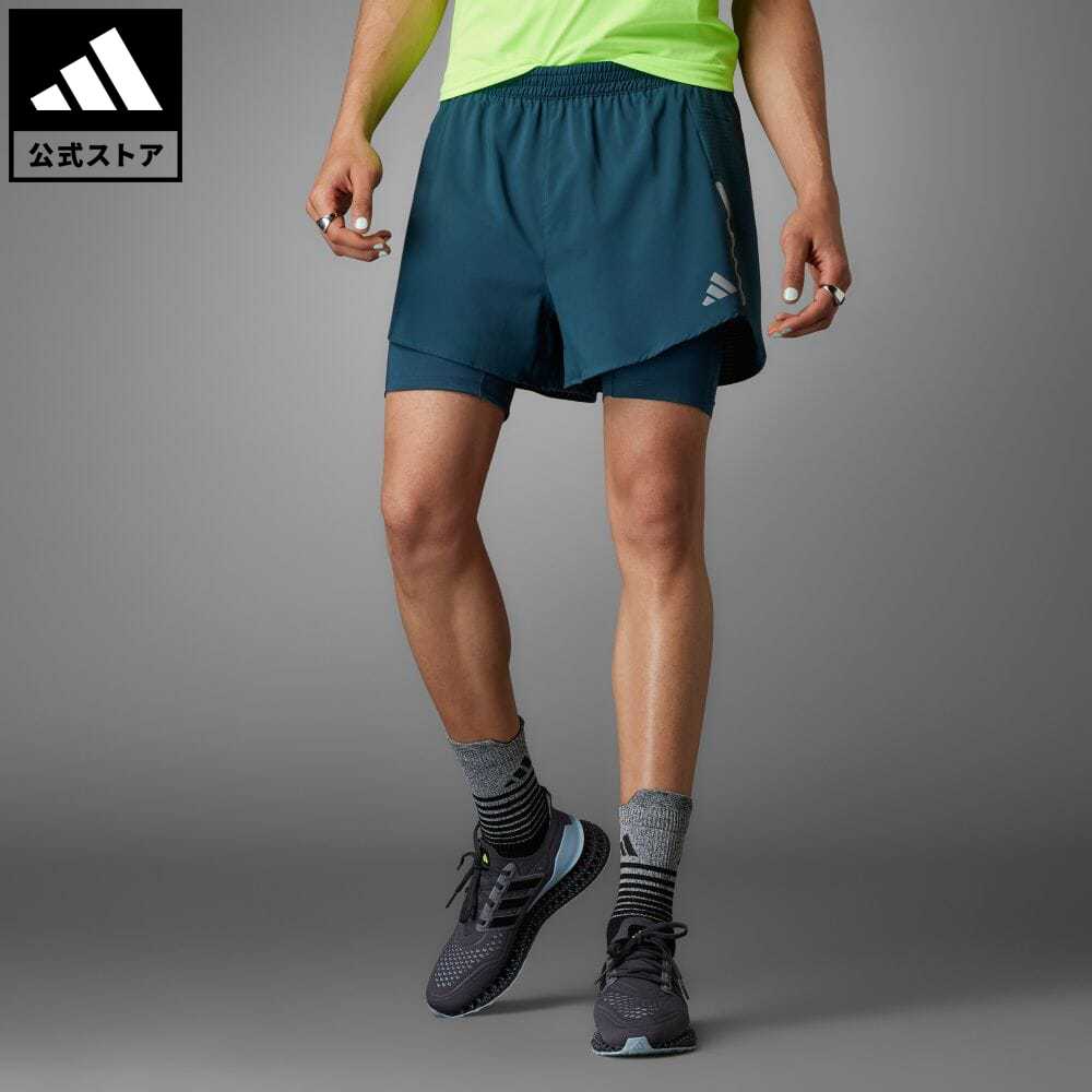 【20%OFF 6/4-6/11】【公式】アディダス adidas 返品可 ランニング デザインド 4 ランニング 2-in-1 ショーツ メンズ ウェア・服 ボトムス ハーフパンツ 青 ブルー IJ9409 ランニングウェア