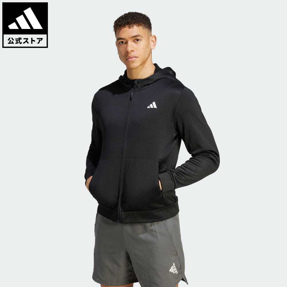 【公式】アディダス adidas 返品可 ジム トレーニング トレイン エッセンシャルズ シーズナルトレーニング フルジップパーカー メンズ ウェア 服 トップス パーカー(フーディー) ジャージ 黒 ブラック IJ9618 トレーナー