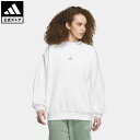 【公式】アディダス adidas 返品可 ワーディング ルーズフィット フリース スウェットシャツ スポーツウェア レディース ウェア 服 トップス スウェット（トレーナー） 白 ホワイト IK9886