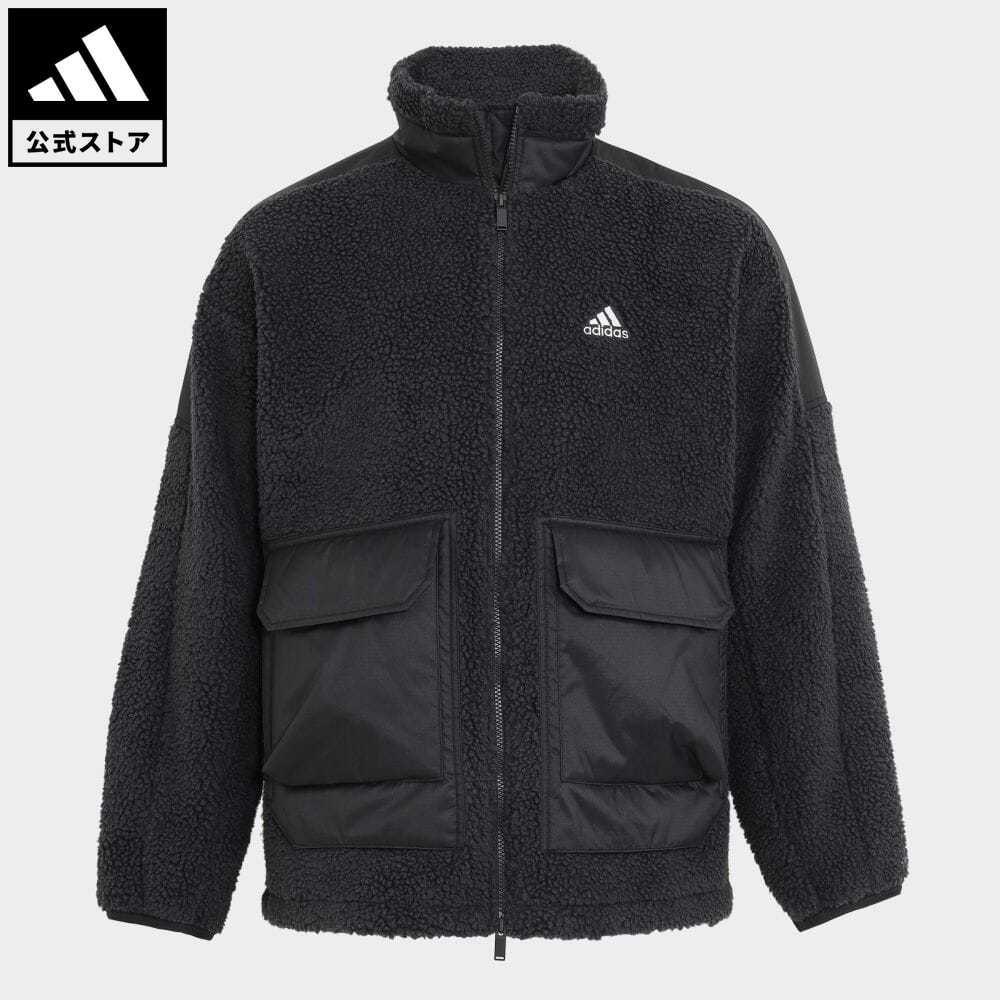 【公式】アディダス adidas 返品可 ワーディング オーバーサイズド ボア フルジップ ジャケット（ジェンダーニュートラル） スポーツウェア メンズ ウェア・服 アウター ジャケット グレー IK7341 上着