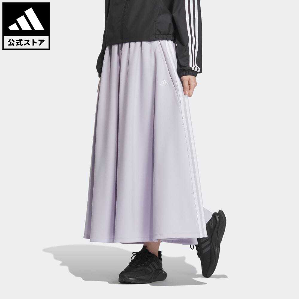 【公式】アディダス adidas 返品可 スリーストライプス ルーズフィット ダブルニット スカート スポーツウェア レディース ウェア・服 ボトムス スカート 紫 パープル IK9879 p0324のサムネイル