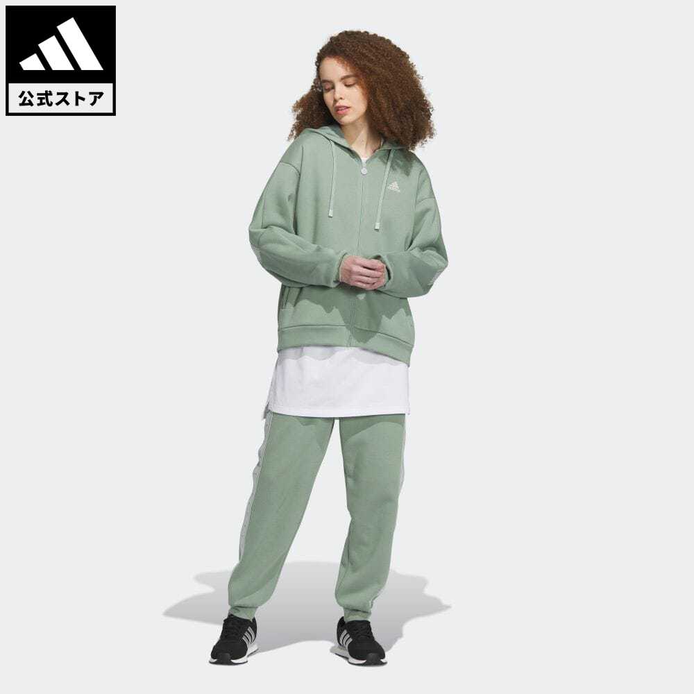 【公式】アディダス adidas 返品可 ワーディング ルーズフィット フリース フルジップパーカー スポーツウェア レディース ウェア 服 トップス パーカー(フーディー) スウェット（トレーナー） 緑 グリーン IK9894 トレーナー